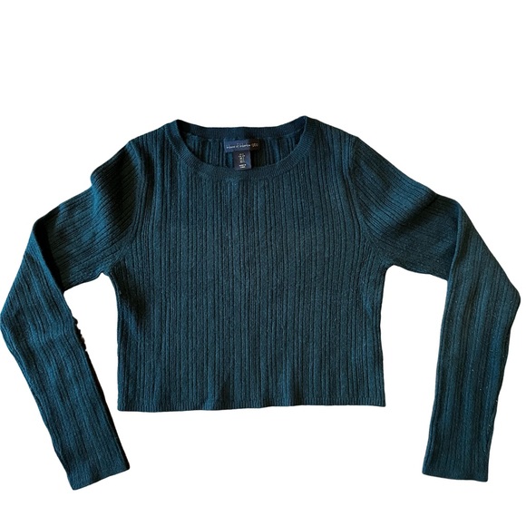 House of Harlow 1960 Sweaters - House of Harlow 1960 Cropped Dark Green Wool Cashmere Long Sleeve Sweater, sz S